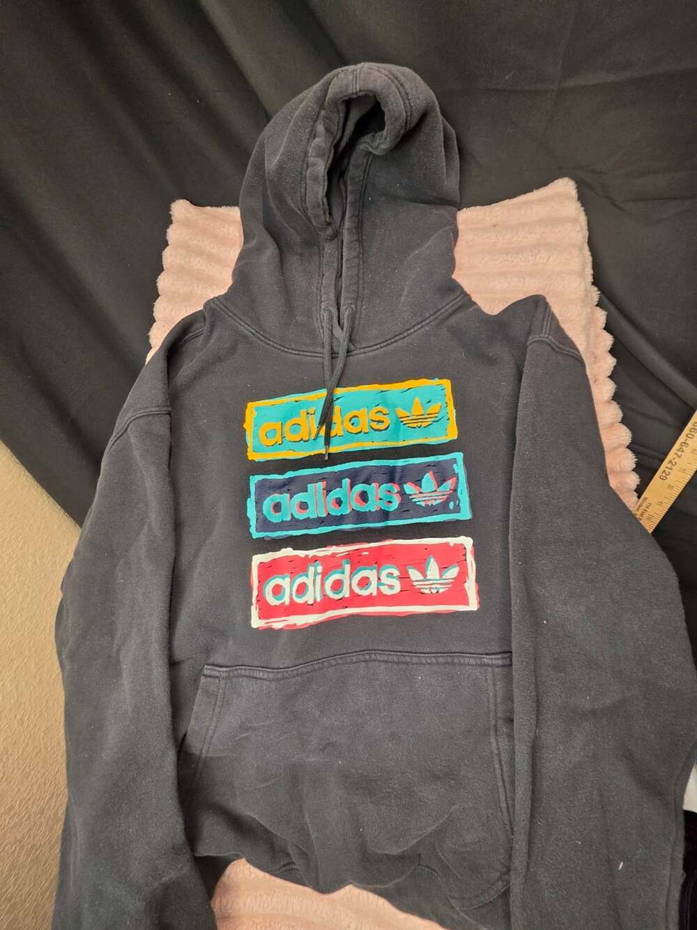 Adidas Tri Linear Logo Hoodie Size XL Black Multi